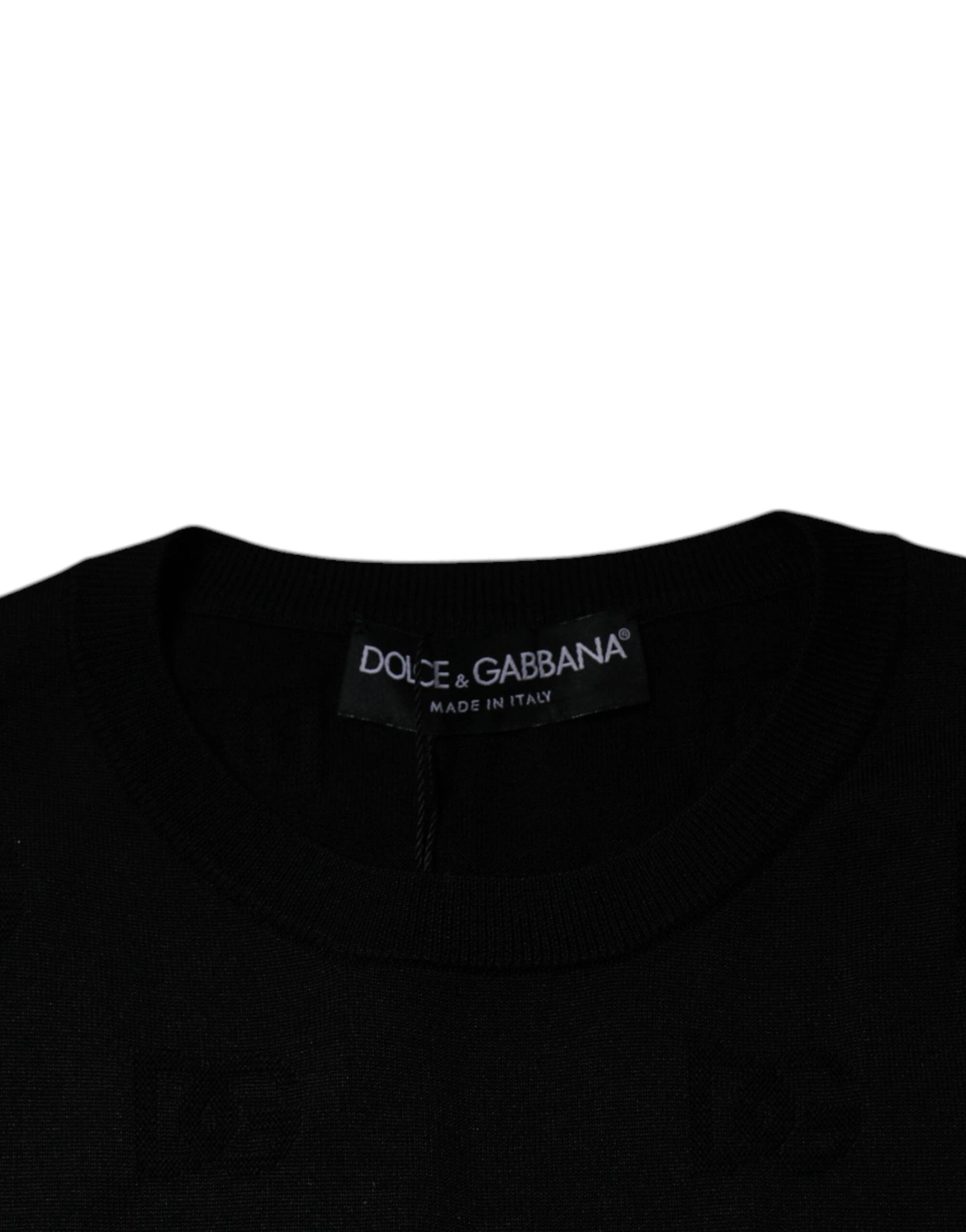 Dolce & Gabbana Black Silk Round Neck Sleeveless T-shirt by Dolce & Gabbana