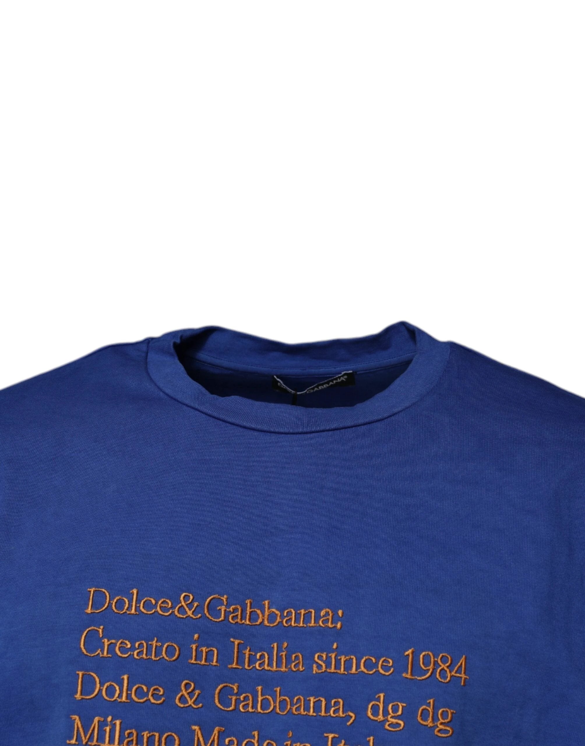 Dolce & Gabbana Blue Graphic Print Cotton Crew Neck T-shirt by Dolce & Gabbana