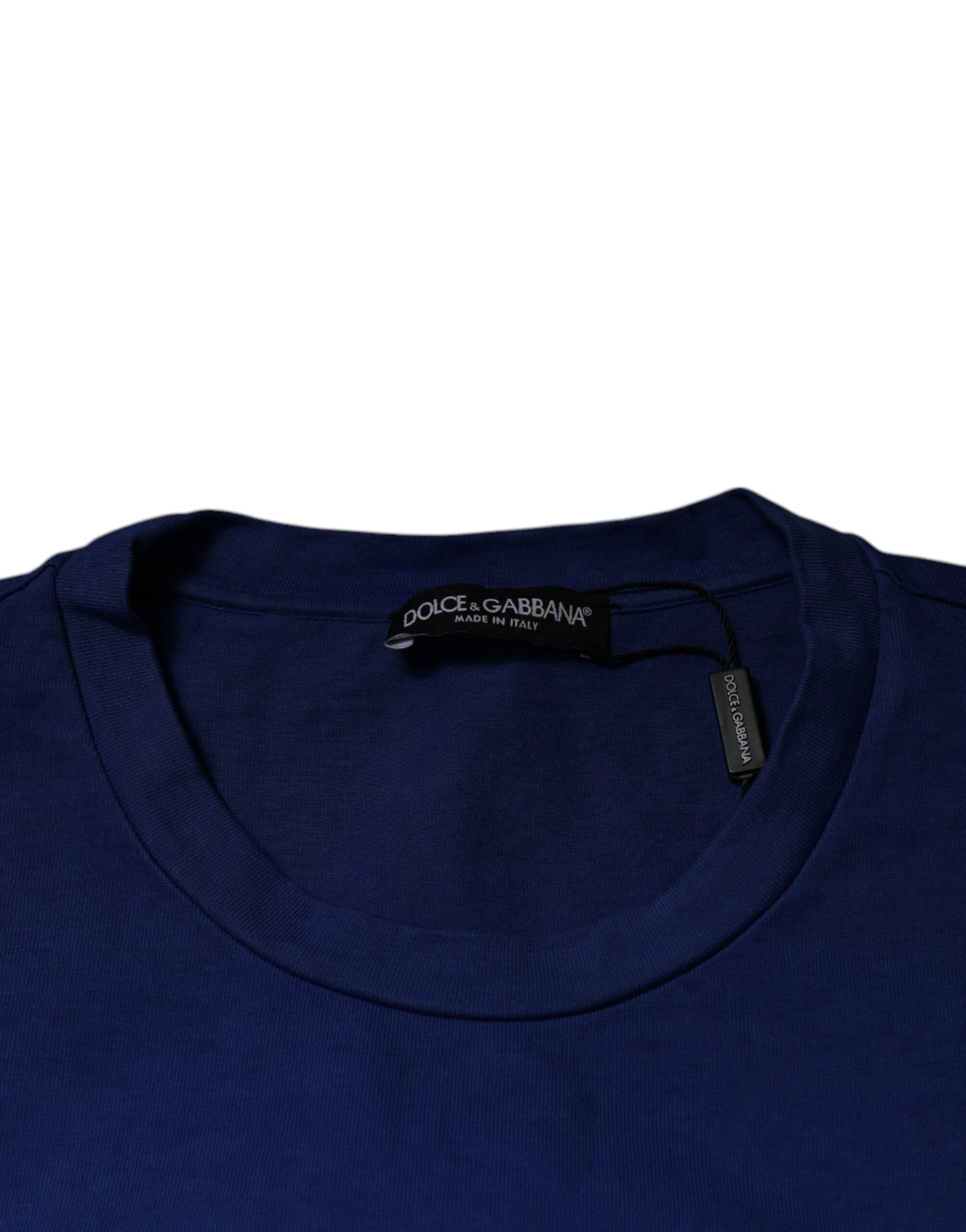 Dolce & Gabbana Blue Graphic Print Cotton Crew Neck T-shirt by Dolce & Gabbana