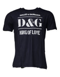 Dolce & Gabbana Blue D&G King Of Love Cotton Crew Neck T-shirt by Dolce & Gabbana