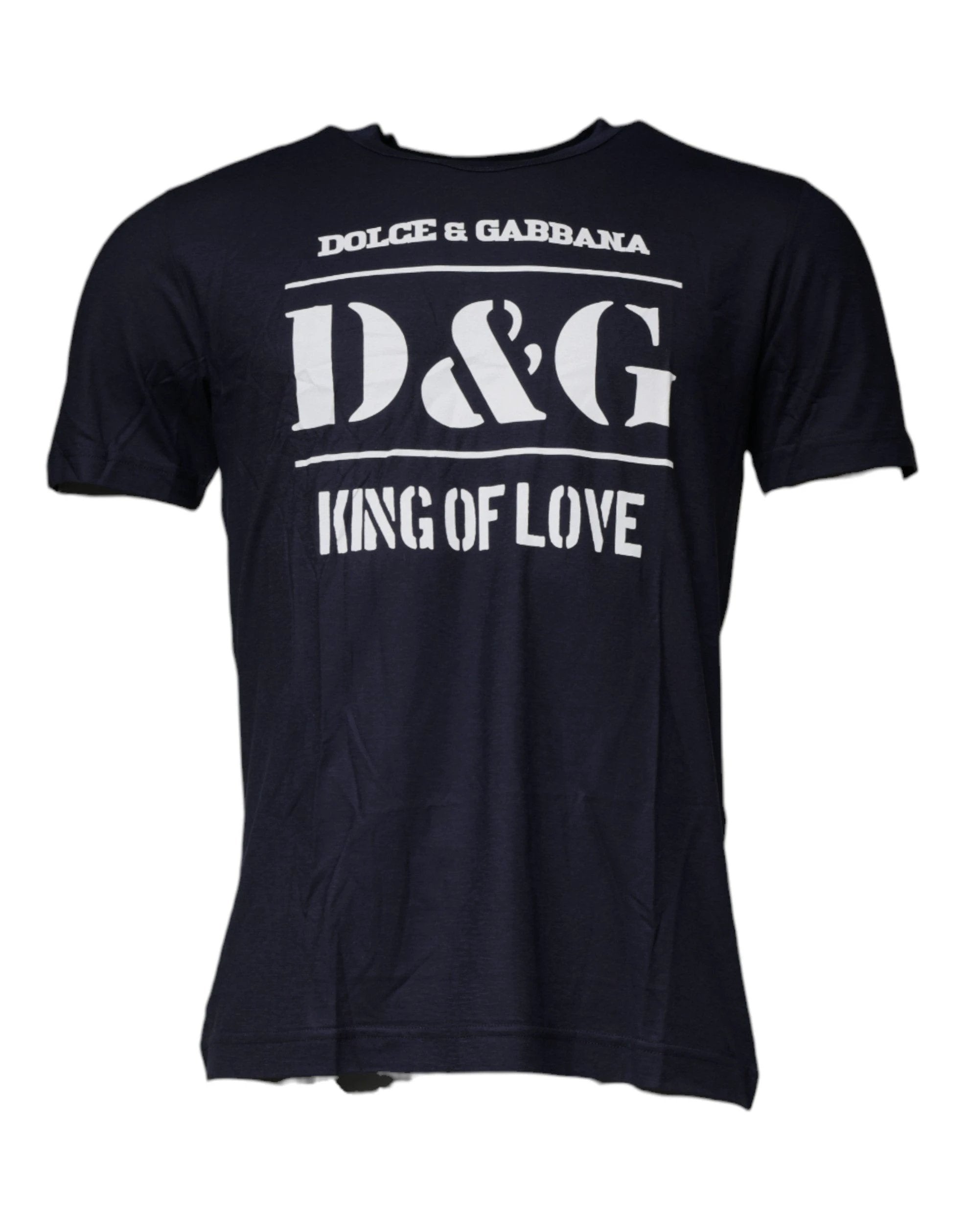 Dolce & Gabbana Blue D&G King Of Love Cotton Crew Neck T-shirt by Dolce & Gabbana