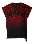 Dolce & Gabbana Red Leopard Print Cotton Sleeveless T-shirt by Dolce & Gabbana