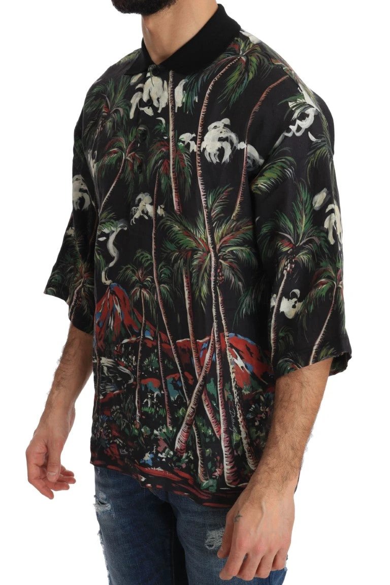 Dolce & Gabbana Black Volcano Sicily Short Sleeve T-Shirt by Dolce & Gabbana
