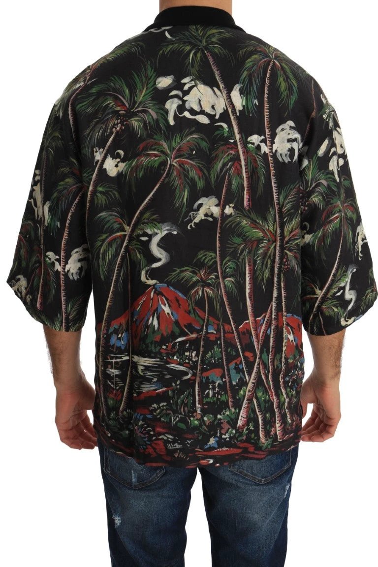 Dolce & Gabbana Black Volcano Sicily Short Sleeve T-Shirt by Dolce & Gabbana