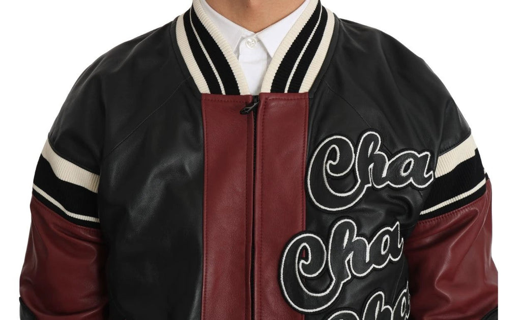 Dolce & Gabbana Leather Club Lounge Black Red Jacket by Dolce & Gabbana