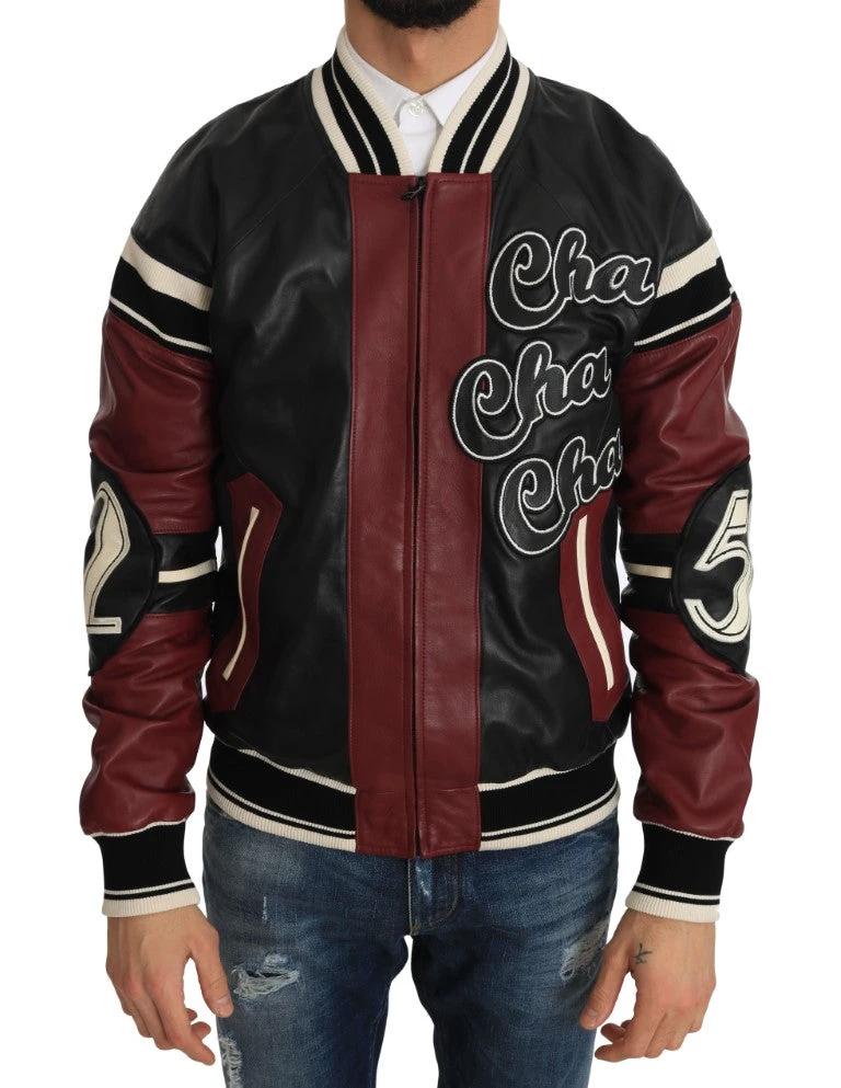 Dolce & Gabbana Leather Club Lounge Black Red Jacket by Dolce & Gabbana