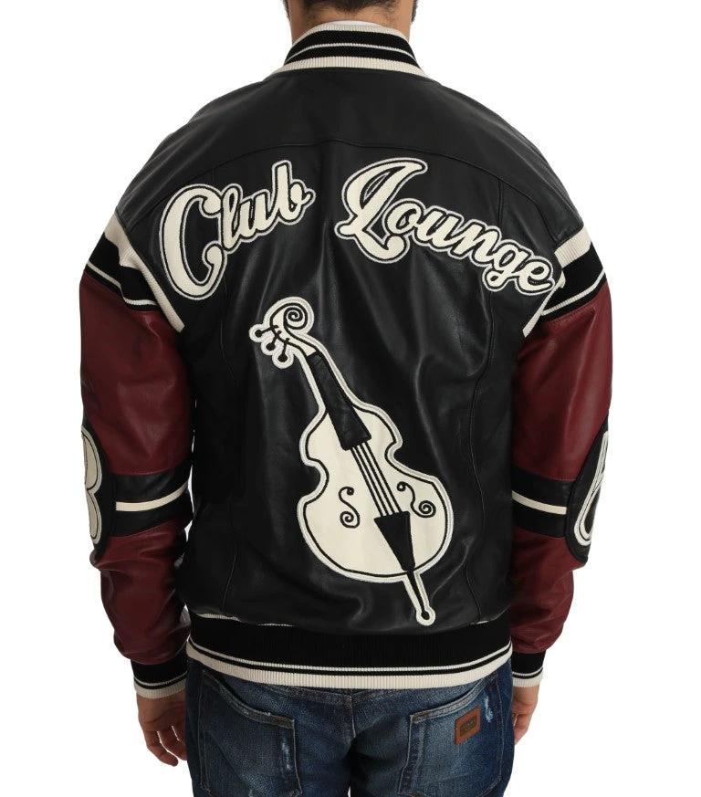 Dolce & Gabbana Leather Club Lounge Black Red Jacket by Dolce & Gabbana