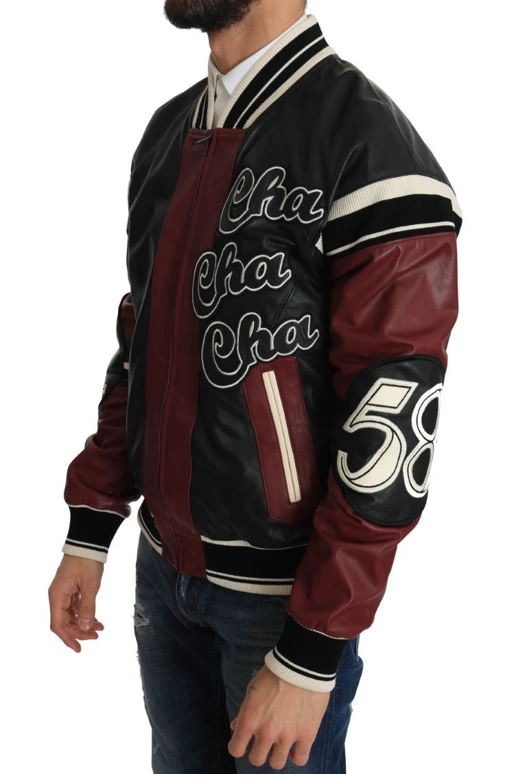 Dolce & Gabbana Leather Club Lounge Black Red Jacket by Dolce & Gabbana