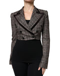 Dolce & Gabbana Brown Plaid Long Sleeve Cropped Coat Jacket by Dolce & Gabbana