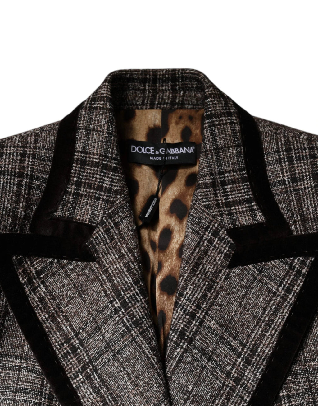 Dolce & Gabbana Brown Plaid Long Sleeve Cropped Coat Jacket by Dolce & Gabbana