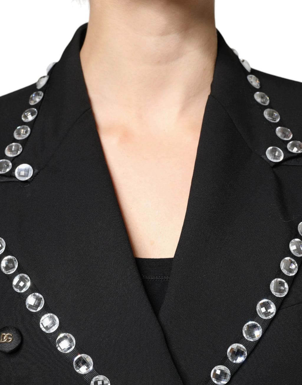 Dolce & Gabbana Black Crystal Double Breasted Blazer Jacket by Dolce & Gabbana