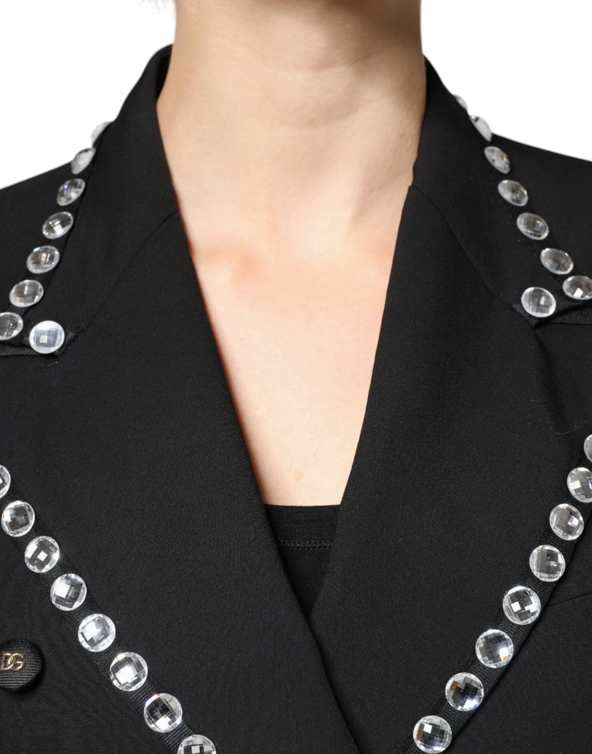Dolce & Gabbana Black Crystal Double Breasted Blazer Jacket by Dolce & Gabbana