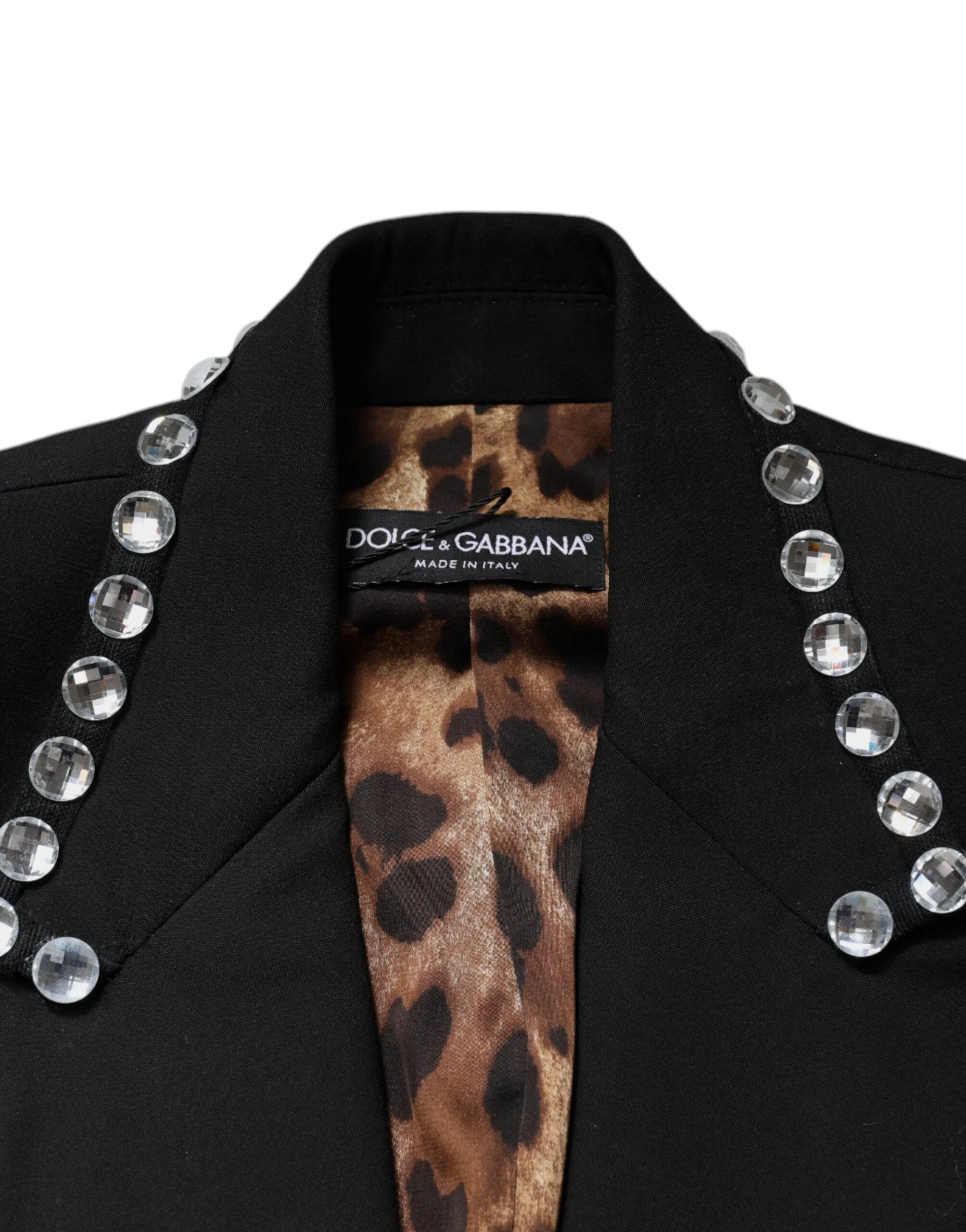 Dolce & Gabbana Black Crystal Double Breasted Blazer Jacket by Dolce & Gabbana