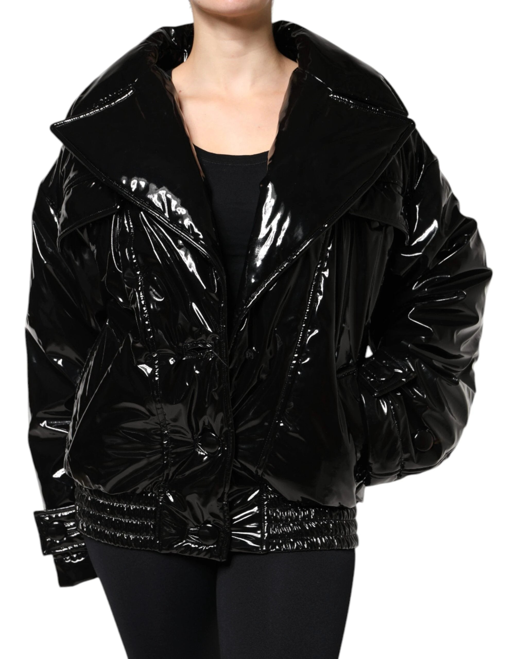 Dolce & Gabbana Black Polyester Button Down Blouson Jacket by Dolce & Gabbana