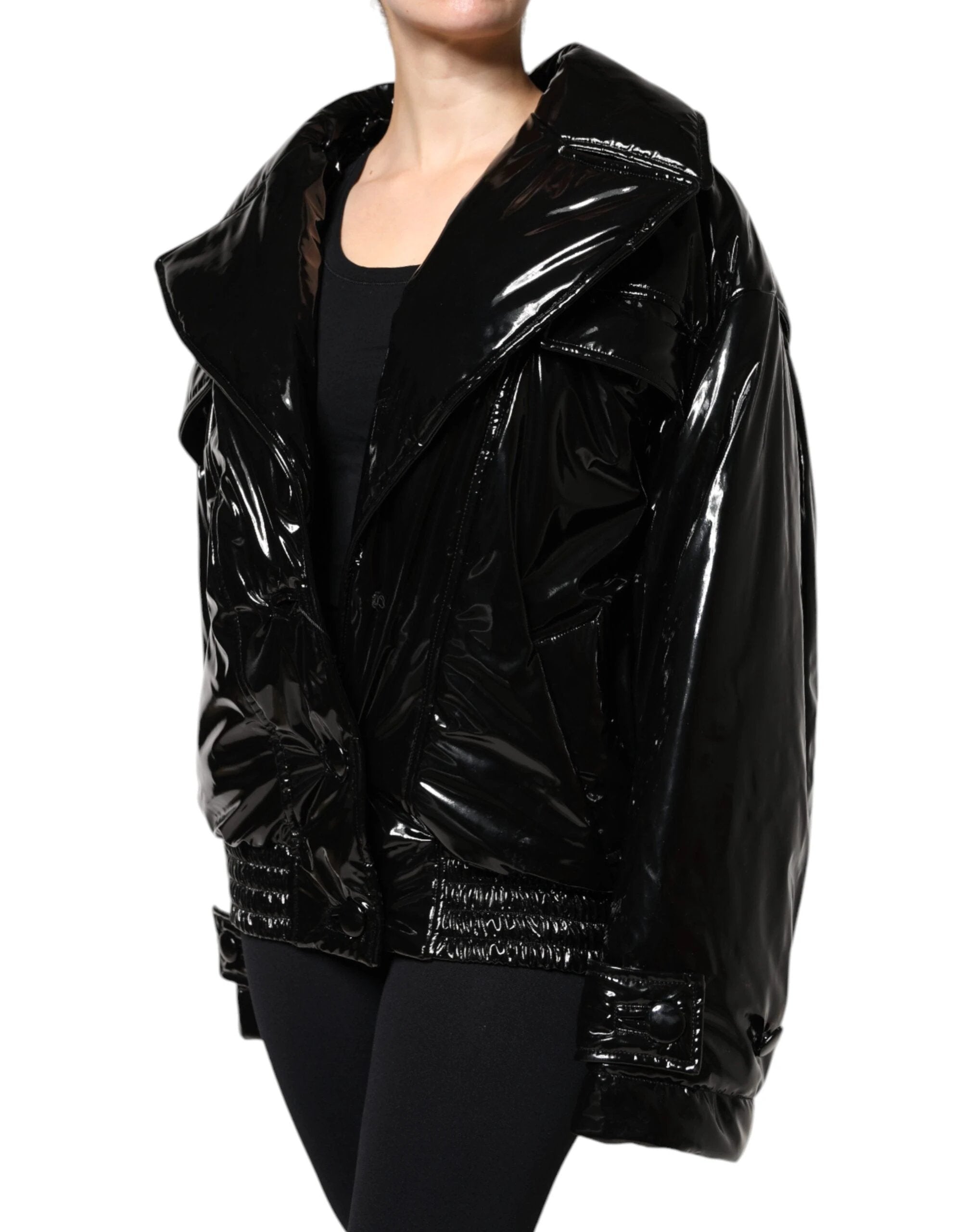 Dolce & Gabbana Black Polyester Button Down Blouson Jacket by Dolce & Gabbana