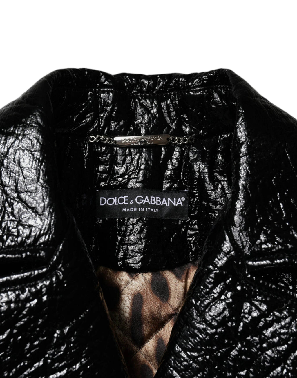 Dolce & Gabbana Black Leather Cropped Long Sleeve Coat Jacket by Dolce & Gabbana