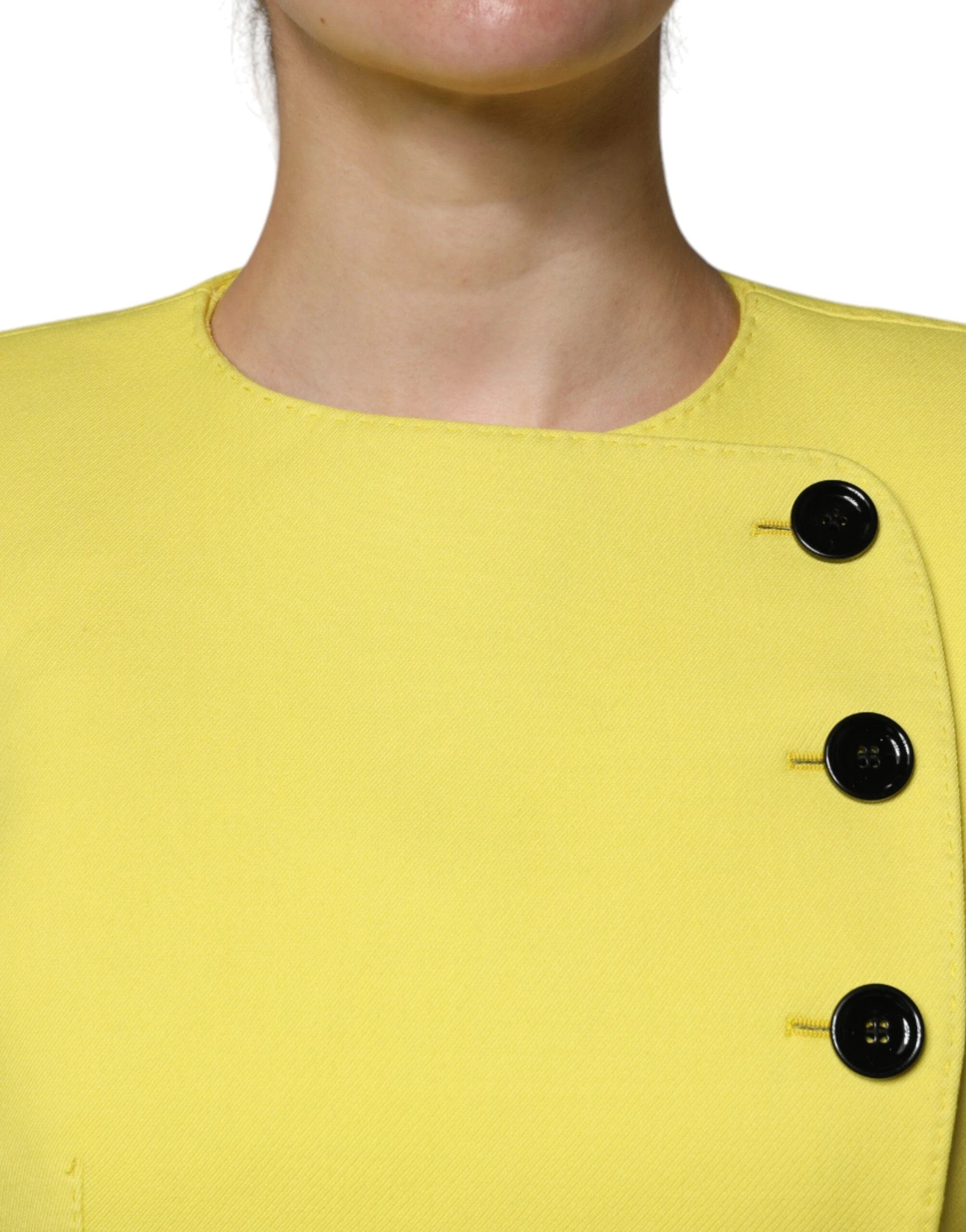 Dolce & Gabbana Lemon Yellow Wool Long Sleeves Cropped Coat Jacket by Dolce & Gabbana