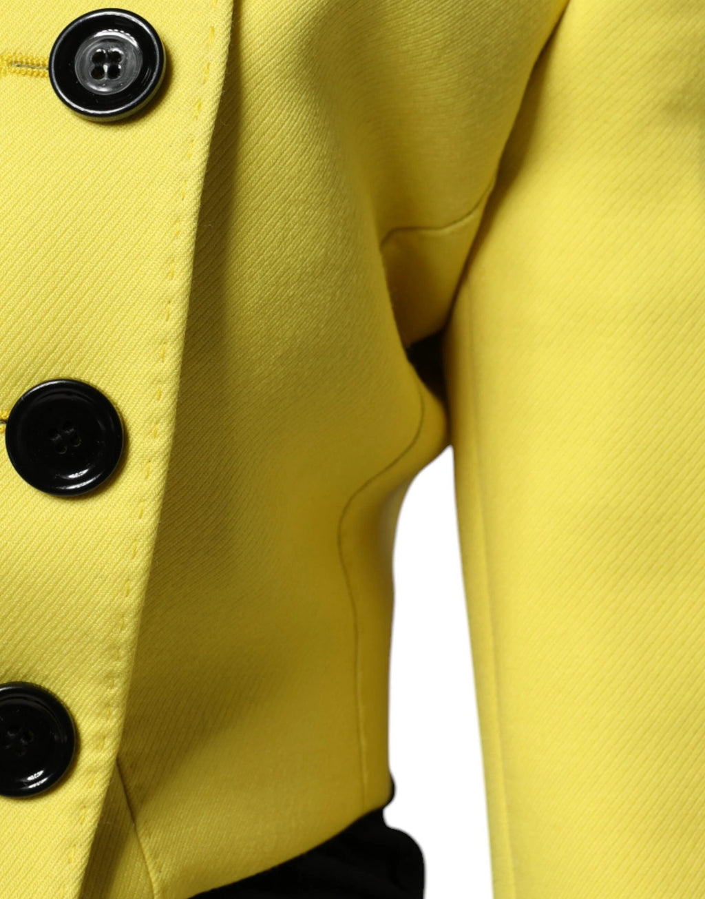 Dolce & Gabbana Lemon Yellow Wool Long Sleeves Cropped Coat Jacket by Dolce & Gabbana
