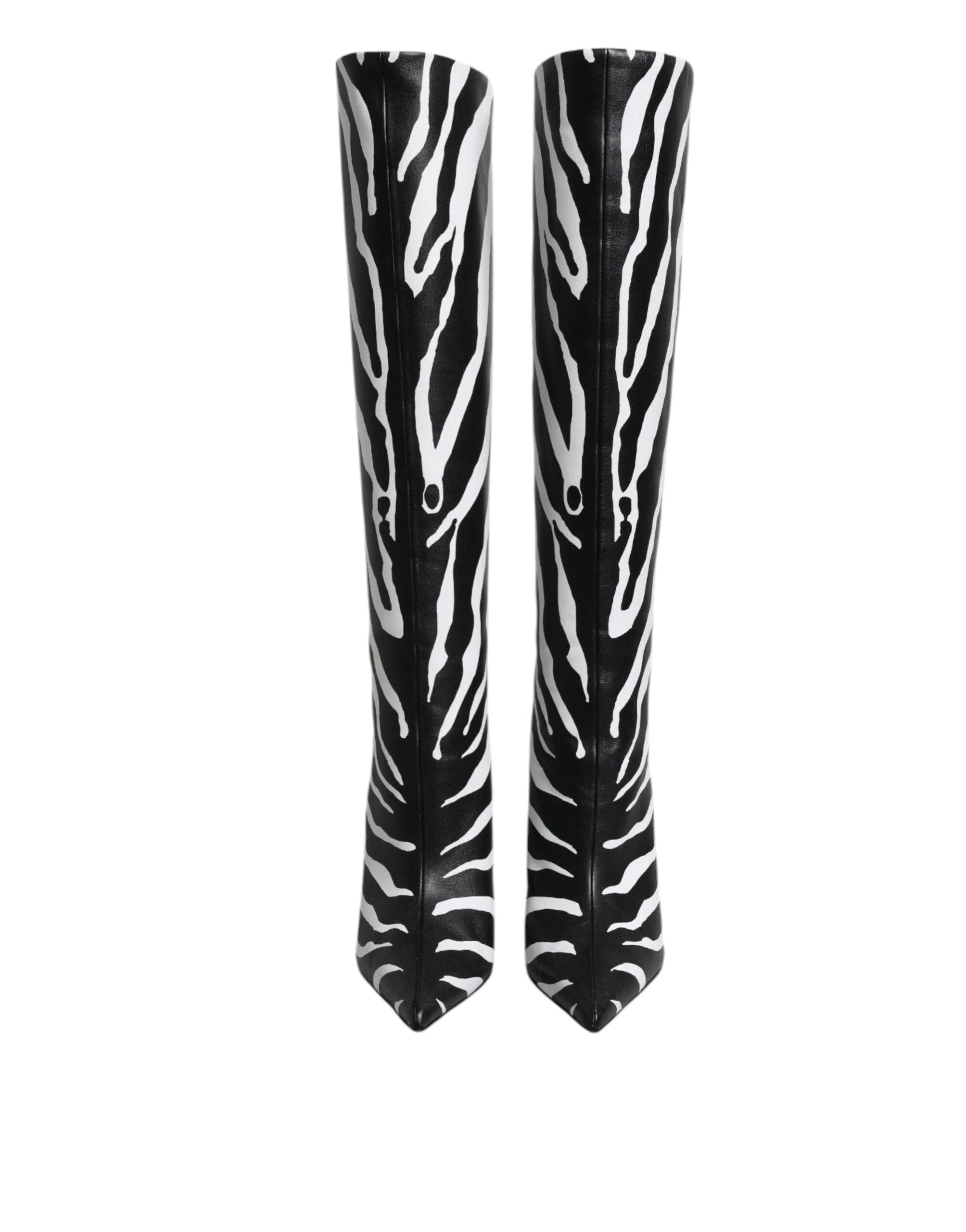 Dolce & Gabbana Black White Zebra Heels High Boots Shoes by Dolce & Gabbana