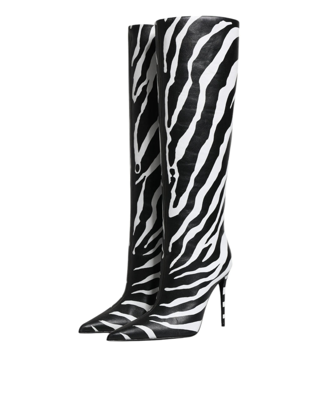 Dolce & Gabbana Black White Zebra Heels High Boots Shoes by Dolce & Gabbana