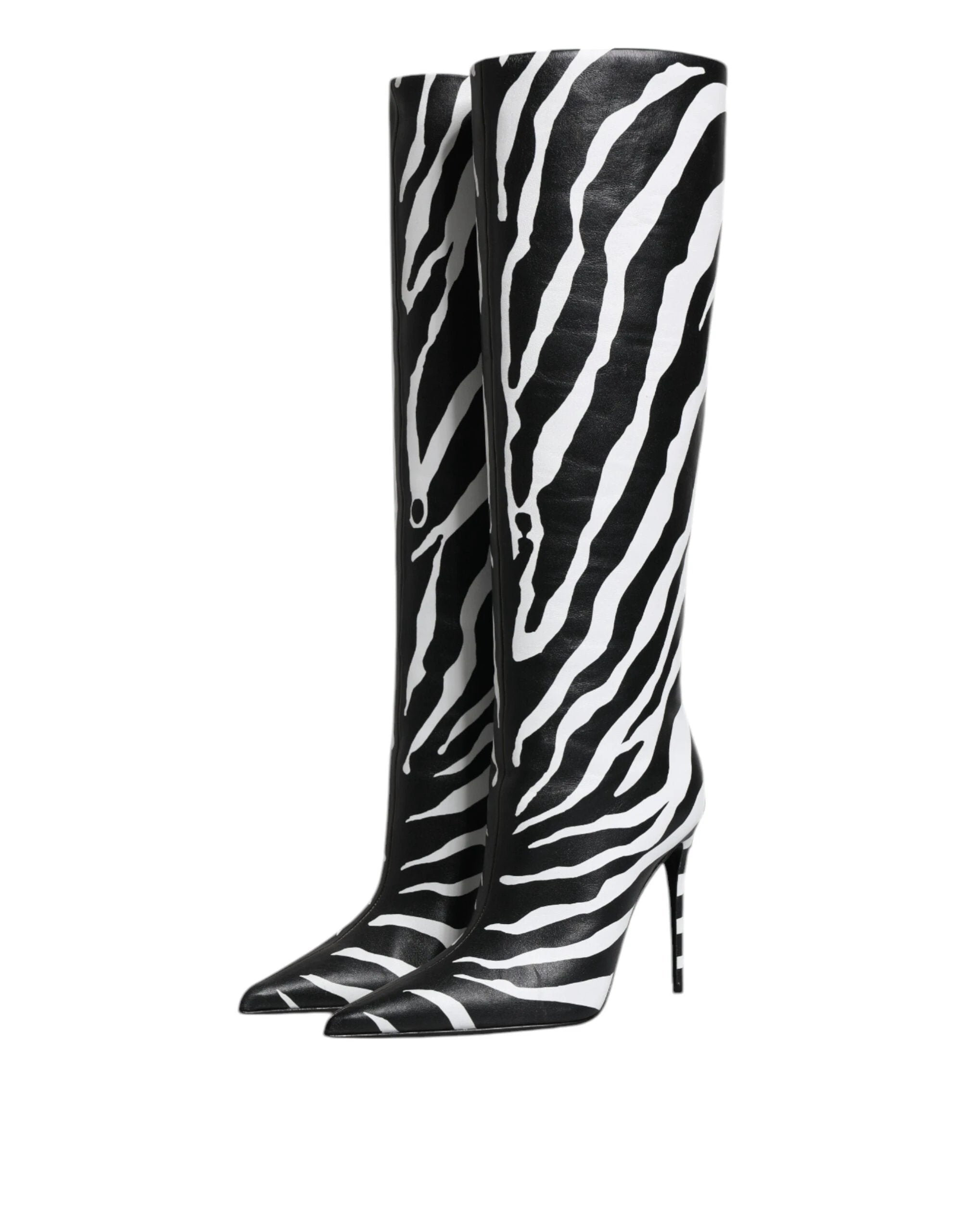 Dolce & Gabbana Black White Zebra Heels High Boots Shoes by Dolce & Gabbana