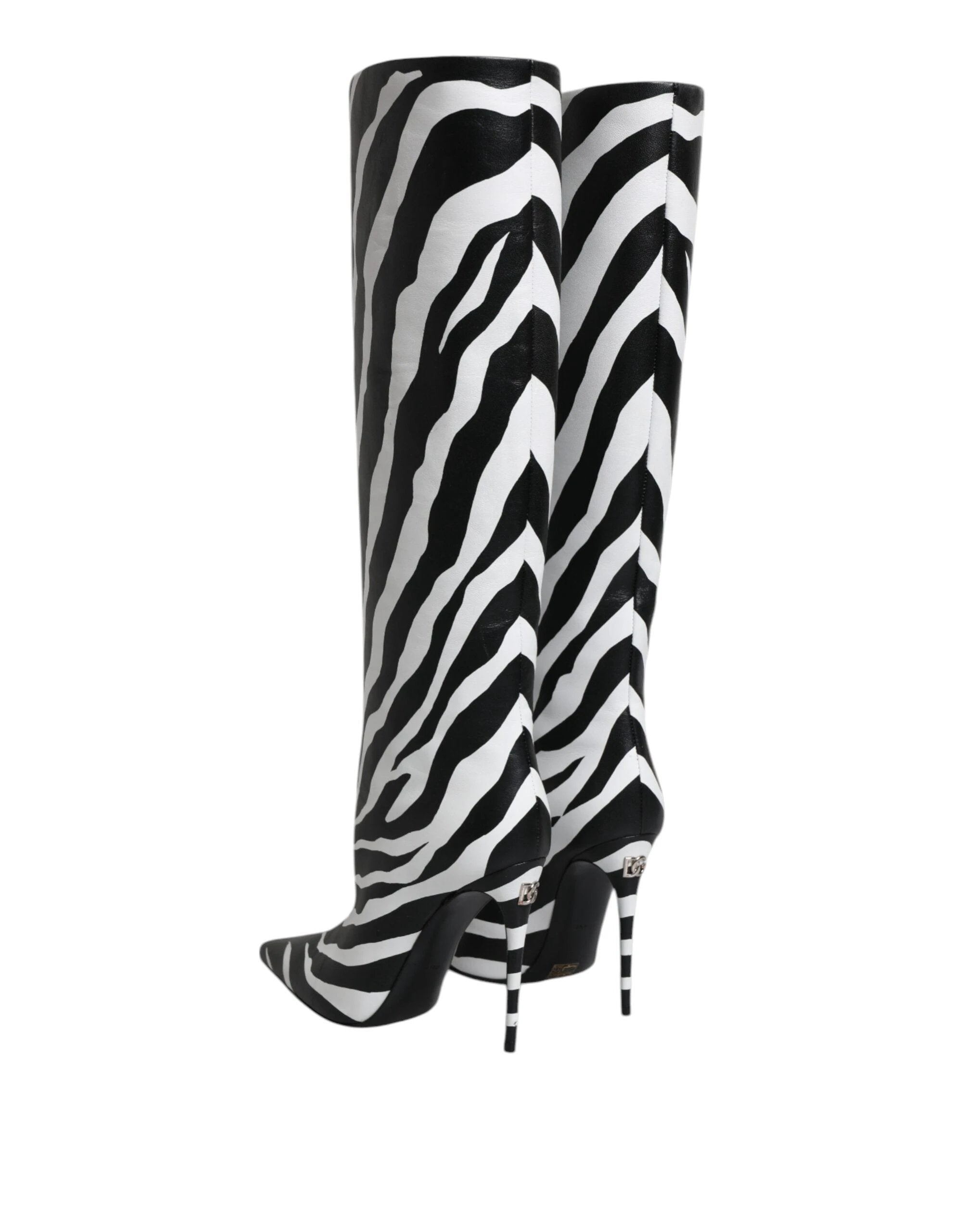 Dolce & Gabbana Black White Zebra Heels High Boots Shoes by Dolce & Gabbana