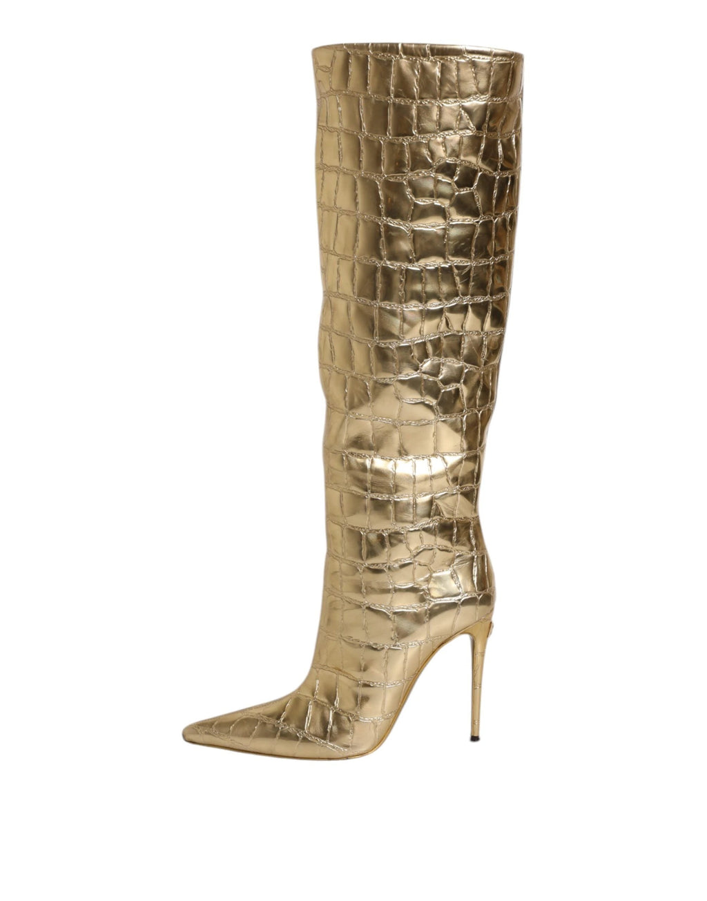 Dolce & Gabbana Gold Leather Stiletto Heels High Boots Shoes by Dolce & Gabbana