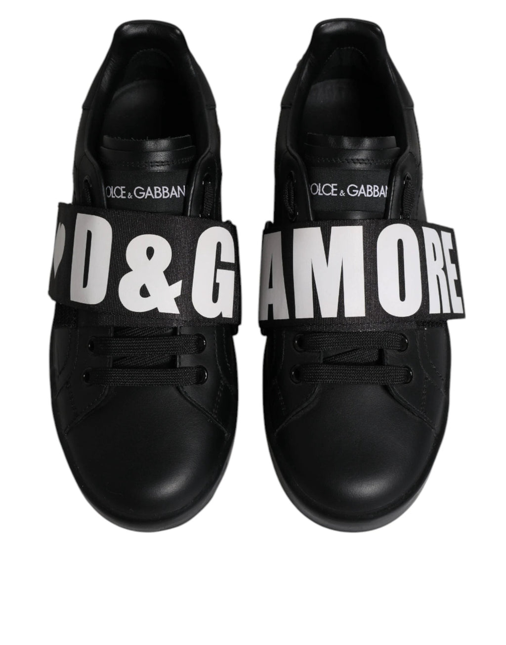 Dolce & Gabbana Black D&G AMORE Low Top Sneakers Shoes by Dolce & Gabbana
