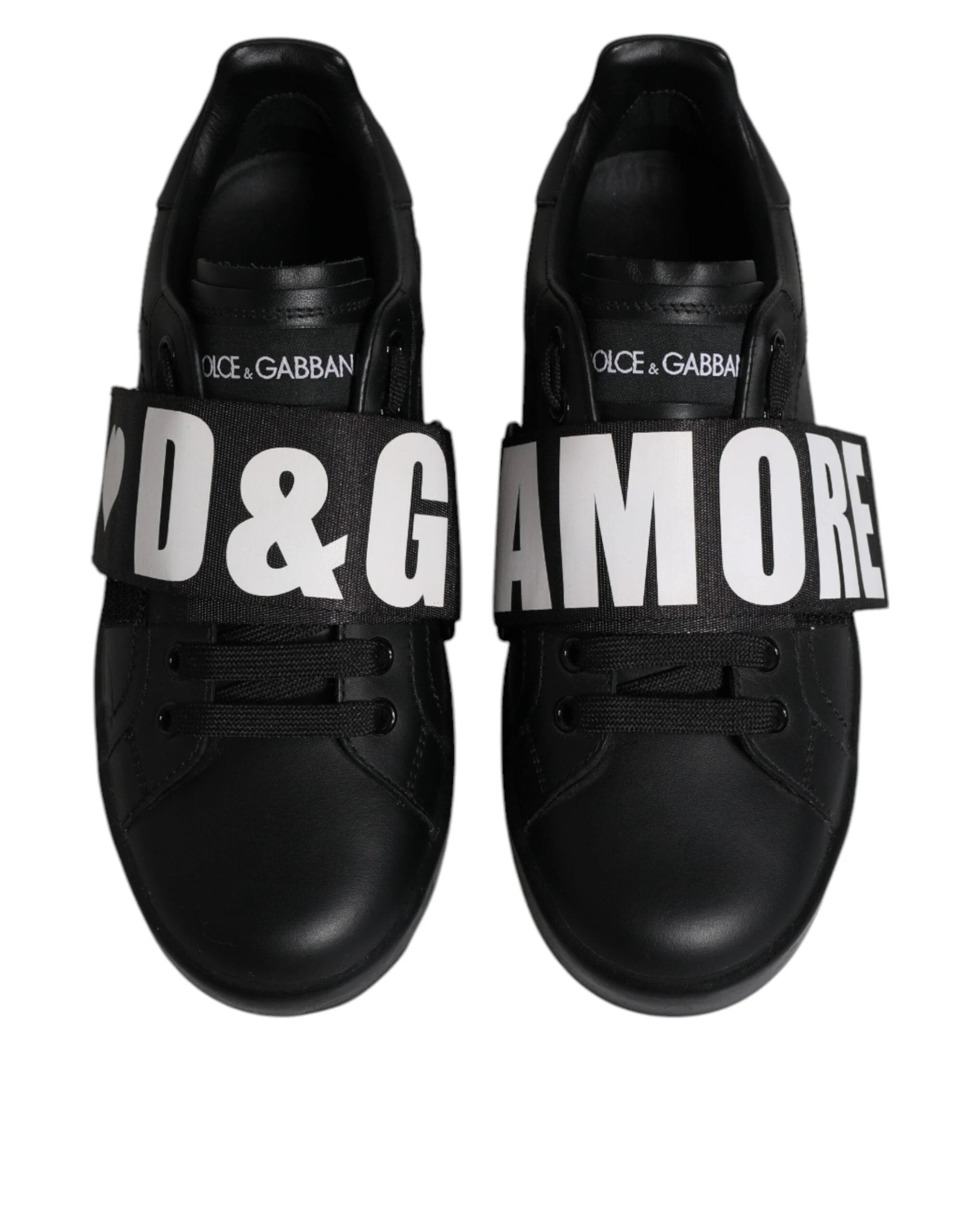 Dolce & Gabbana Black D&G AMORE Low Top Sneakers Shoes by Dolce & Gabbana