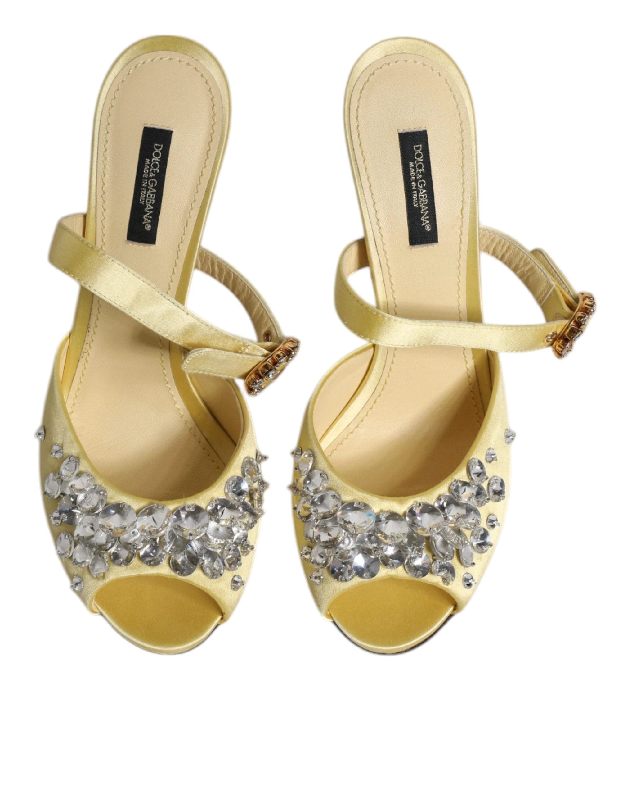 Dolce & Gabbana Yellow Crystal Slides KEIRA Sandals Shoes by Dolce & Gabbana