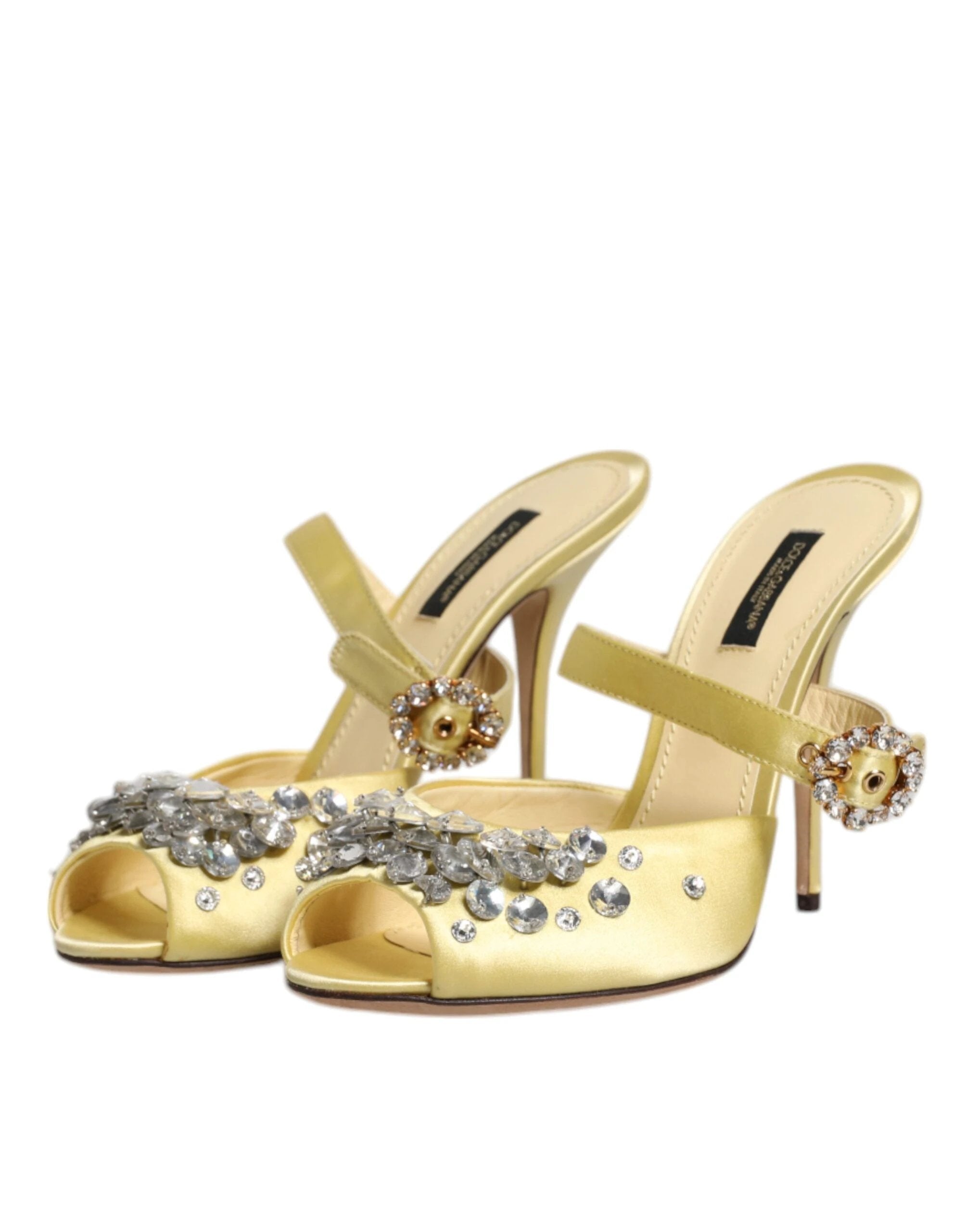 Dolce & Gabbana Yellow Crystal Slides KEIRA Sandals Shoes by Dolce & Gabbana