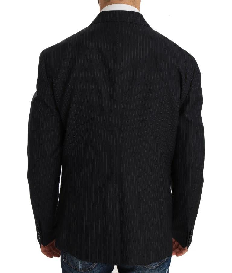 Dolce & Gabbana Gray Striped Wool Jacket Coat Slim Blazer by Dolce & Gabbana