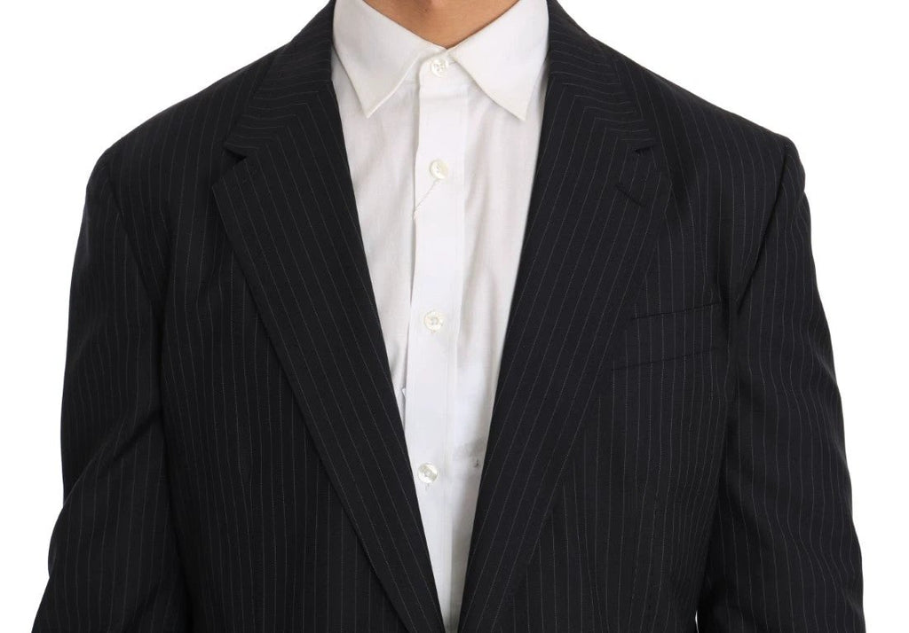 Dolce & Gabbana Gray Striped Wool Jacket Coat Slim Blazer by Dolce & Gabbana