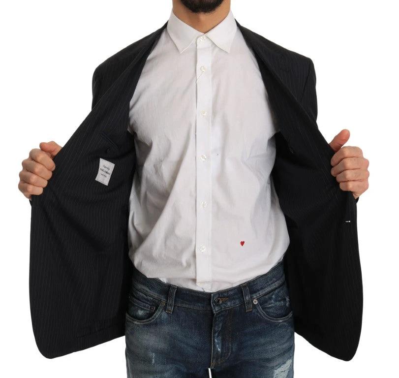 Dolce & Gabbana Gray Striped Wool Jacket Coat Slim Blazer by Dolce & Gabbana