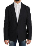 Dolce & Gabbana Gray Striped Wool Jacket Coat Slim Blazer by Dolce & Gabbana