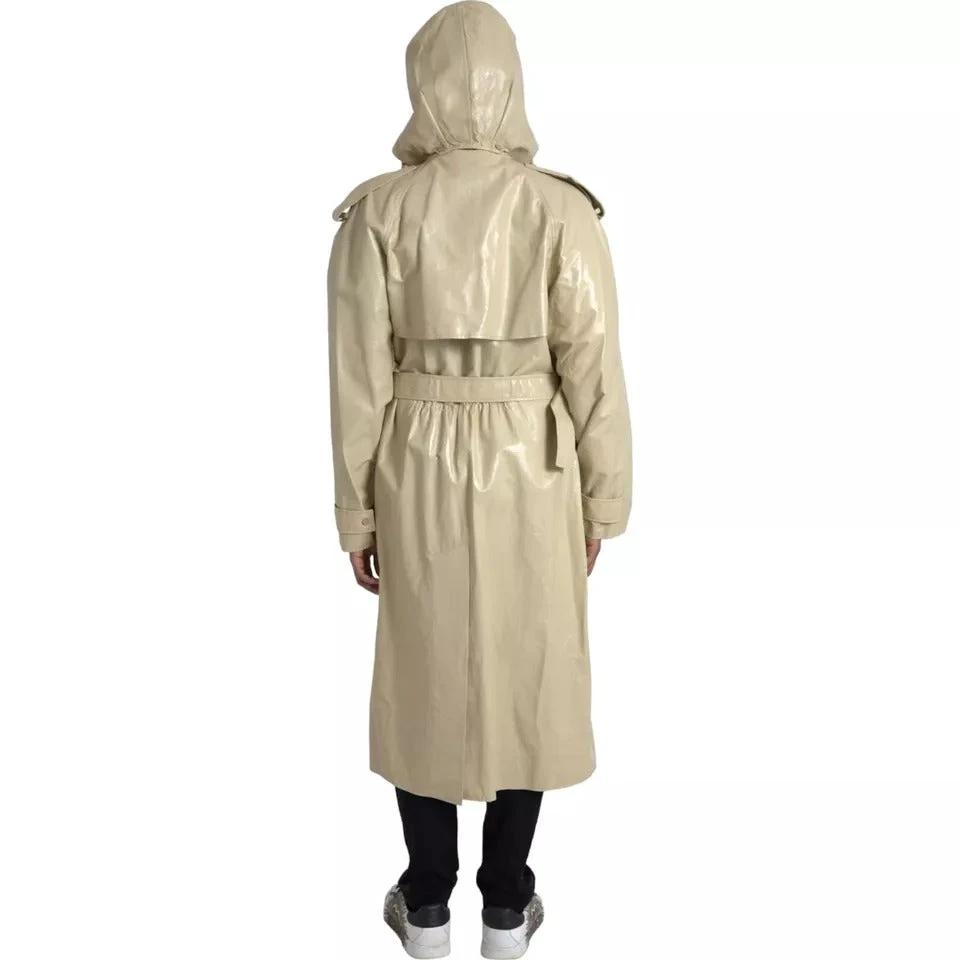 Bottega Veneta Beige Lambskin Leather Trench Coat Jacket by Bottega Veneta