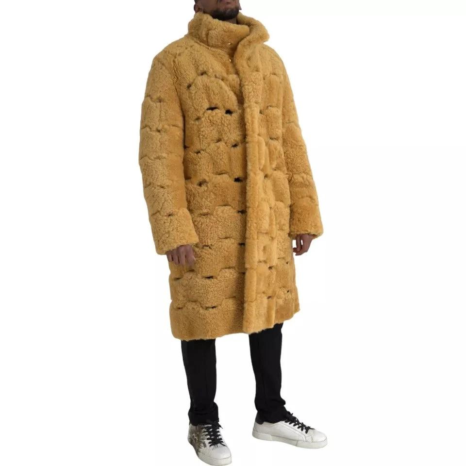 Bottega Veneta Yellow Wool Long Teddy Coat Jacket by Bottega Veneta