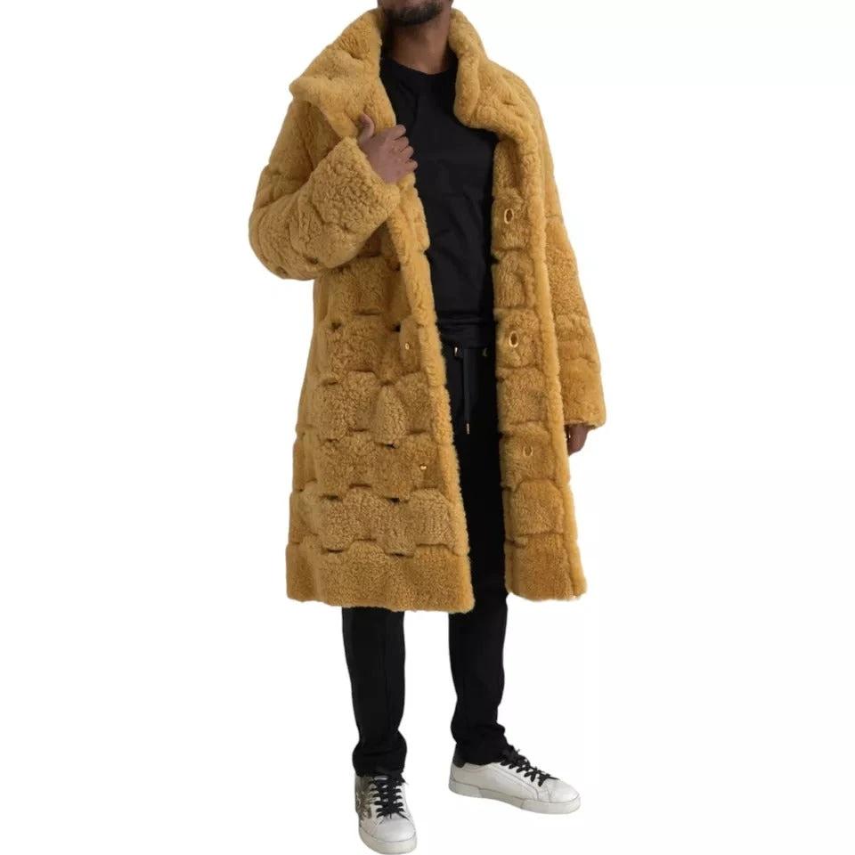 Bottega Veneta Yellow Wool Long Teddy Coat Jacket by Bottega Veneta