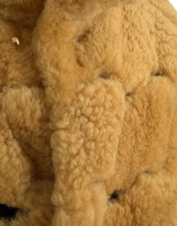 Bottega Veneta Yellow Wool Long Teddy Coat Jacket by Bottega Veneta