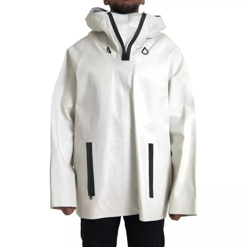 Bottega Veneta White Leather Men Waterproof Jacket Blouson by Bottega Veneta