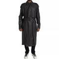Bottega Veneta Black Leather Men Waterproof Trenchcoat Jacket by Bottega Veneta