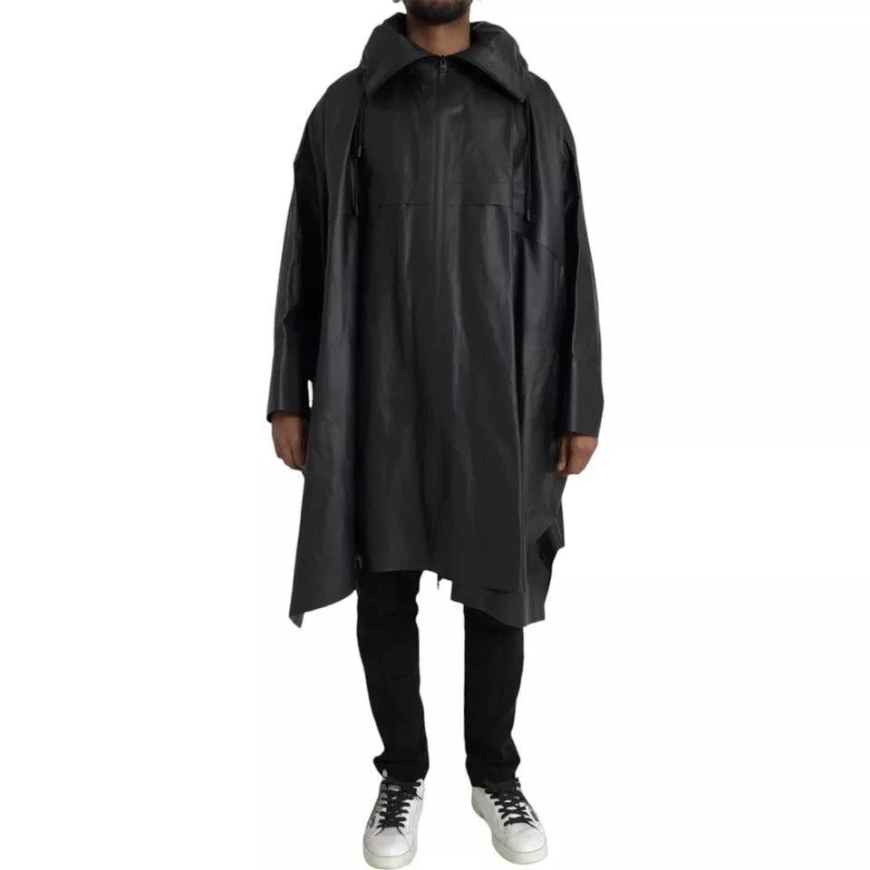 Bottega Veneta Black Leather Hooded Men Trenchcoat Jacket by Bottega Veneta