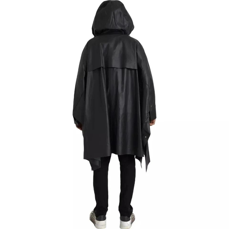 Bottega Veneta Black Leather Hooded Men Trenchcoat Jacket by Bottega Veneta
