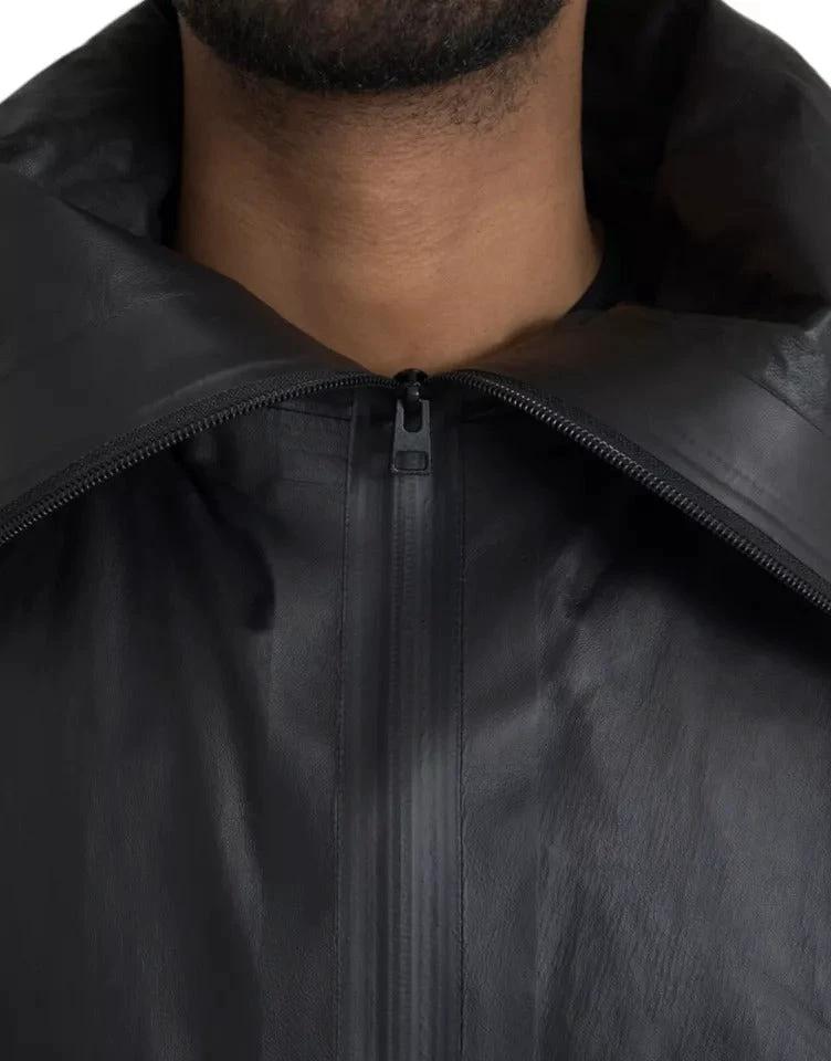 Bottega Veneta Black Leather Hooded Men Trenchcoat Jacket by Bottega Veneta