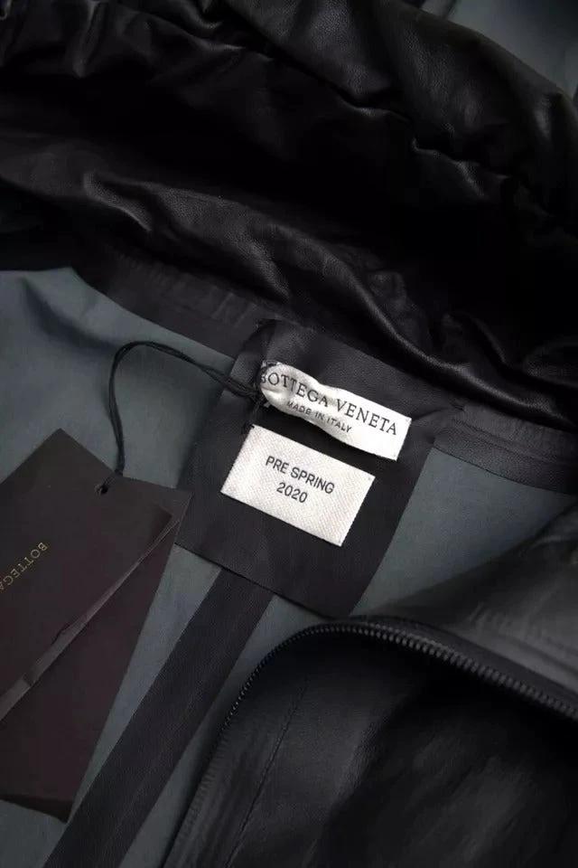 Bottega Veneta Black Leather Hooded Men Trenchcoat Jacket by Bottega Veneta