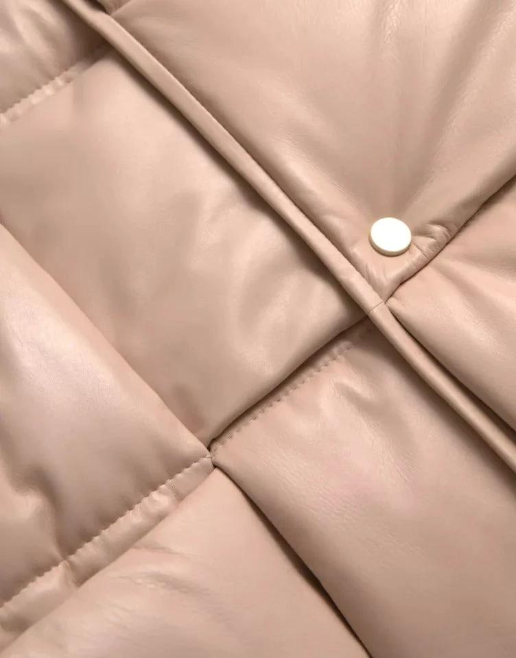 Bottega Veneta Beige Quilted Sleeveless Calf Leather Jacket by Bottega Veneta