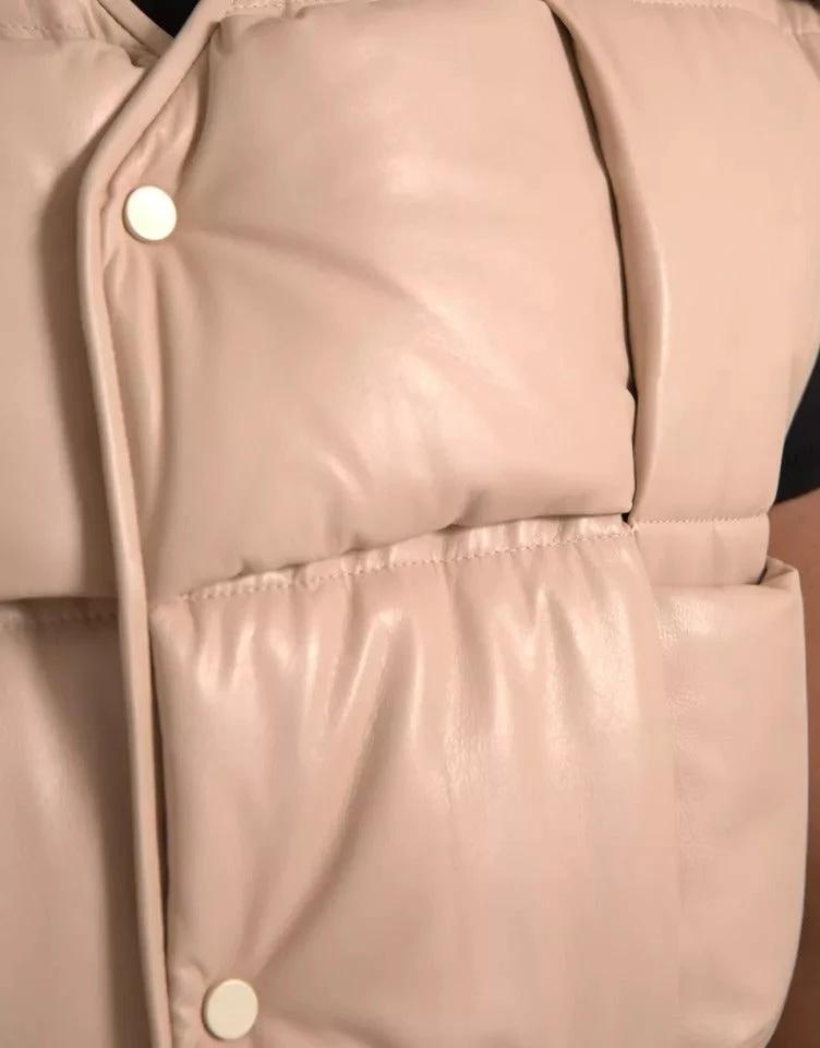 Bottega Veneta Beige Quilted Sleeveless Calf Leather Jacket by Bottega Veneta