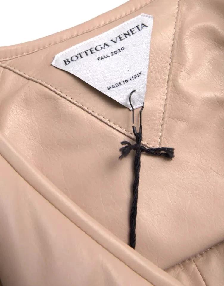 Bottega Veneta Beige Quilted Sleeveless Calf Leather Jacket by Bottega Veneta
