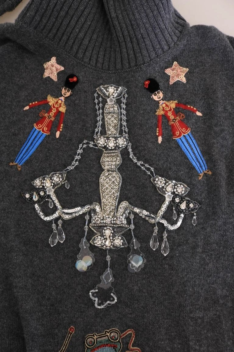Dolce & Gabbana Fairy Tale Crystal Gray Cashmere Sweater by Dolce & Gabbana