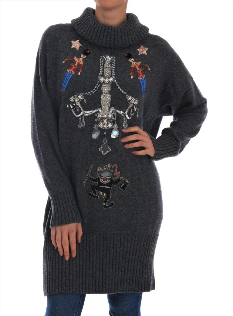 Dolce & Gabbana Fairy Tale Crystal Gray Cashmere Sweater by Dolce & Gabbana